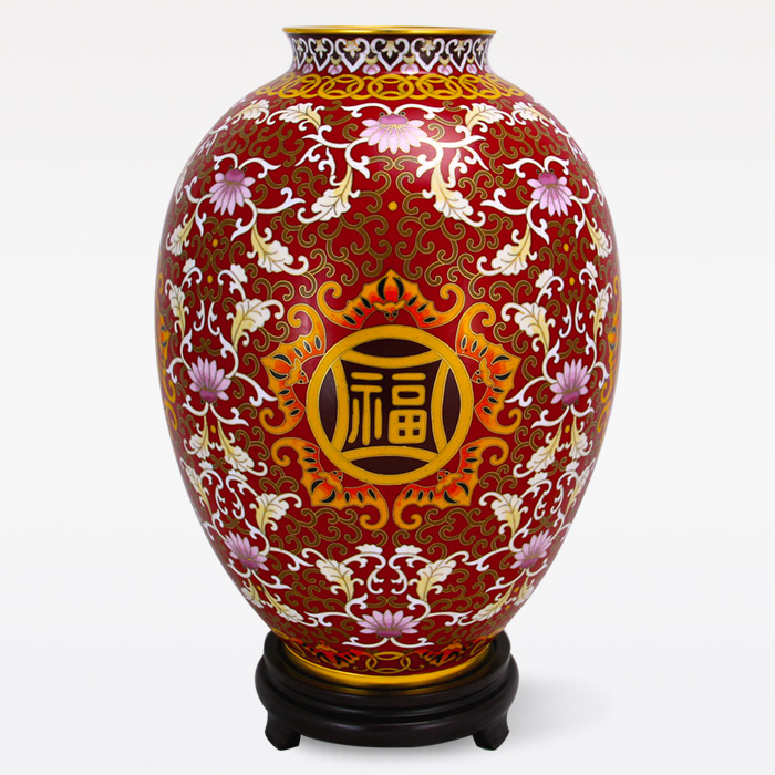 京锐景泰蓝12寸斯坦福禄寿喜瓶