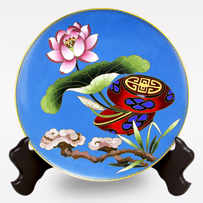京锐景泰蓝10寸荷合如意盘