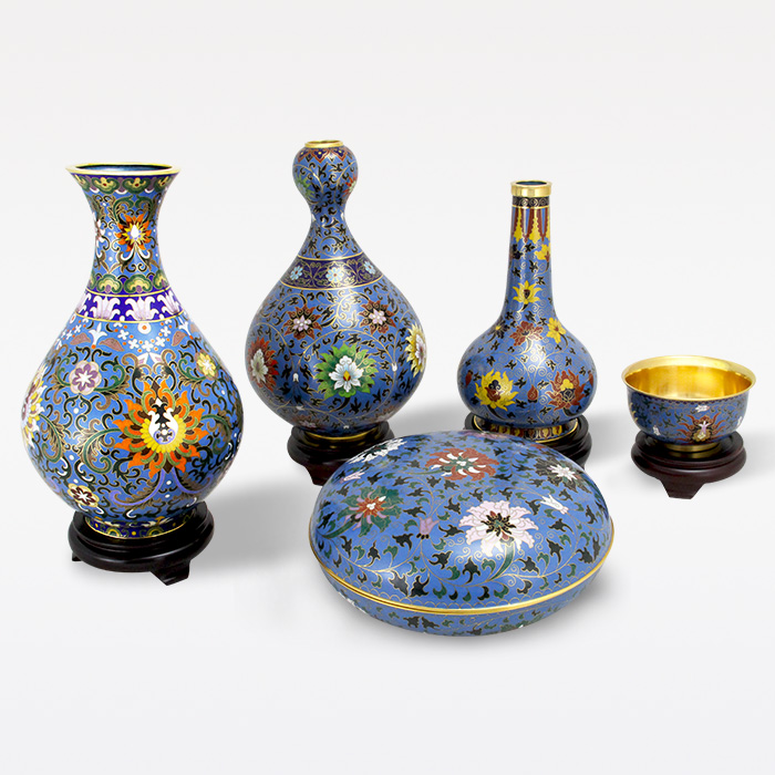 京锐景泰蓝仿故宫五件套