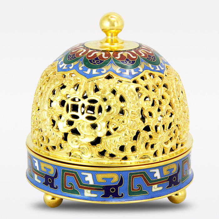 京锐景泰蓝5寸镂空香道