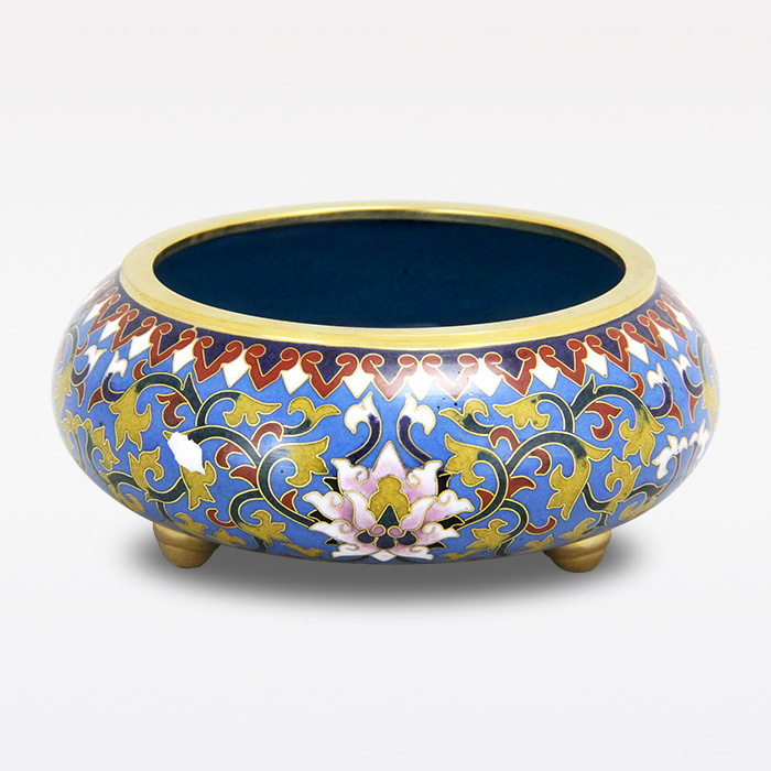 京锐景泰蓝5寸缠枝莲三足小香炉