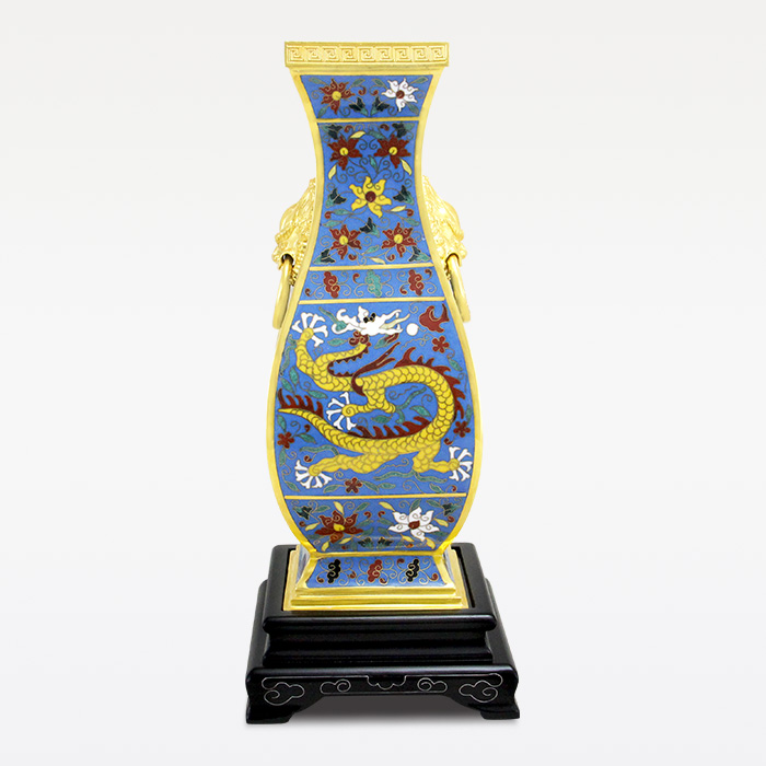 京锐景泰蓝10寸双耳四方尊