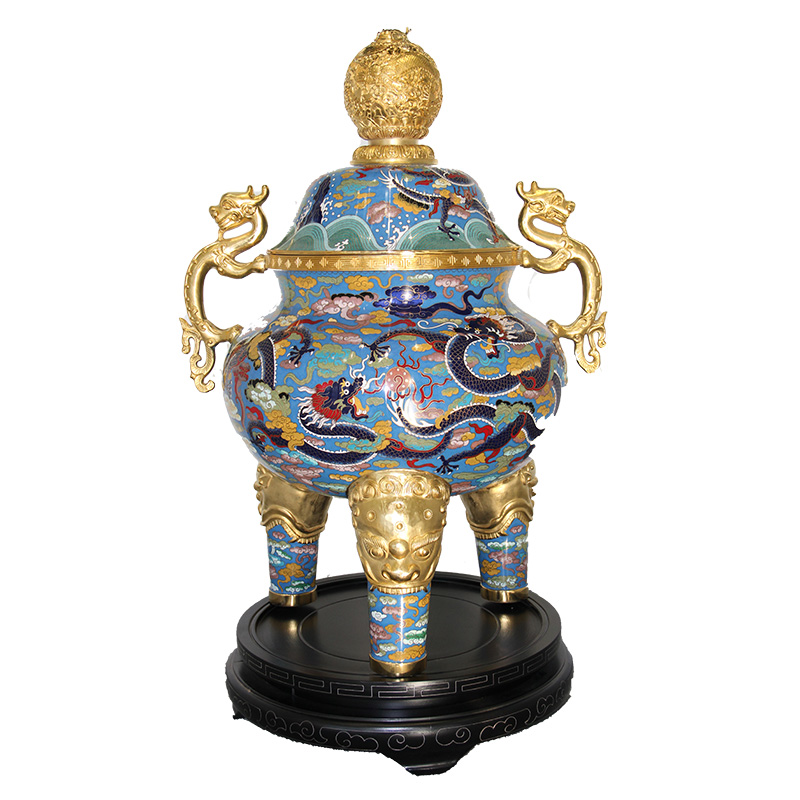 京锐景泰蓝25寸螭耳盖炉